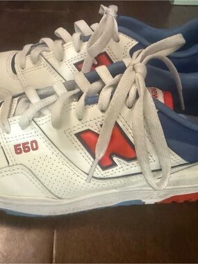 New Balance White Red Navy 550 Men's Athletic Sneakers